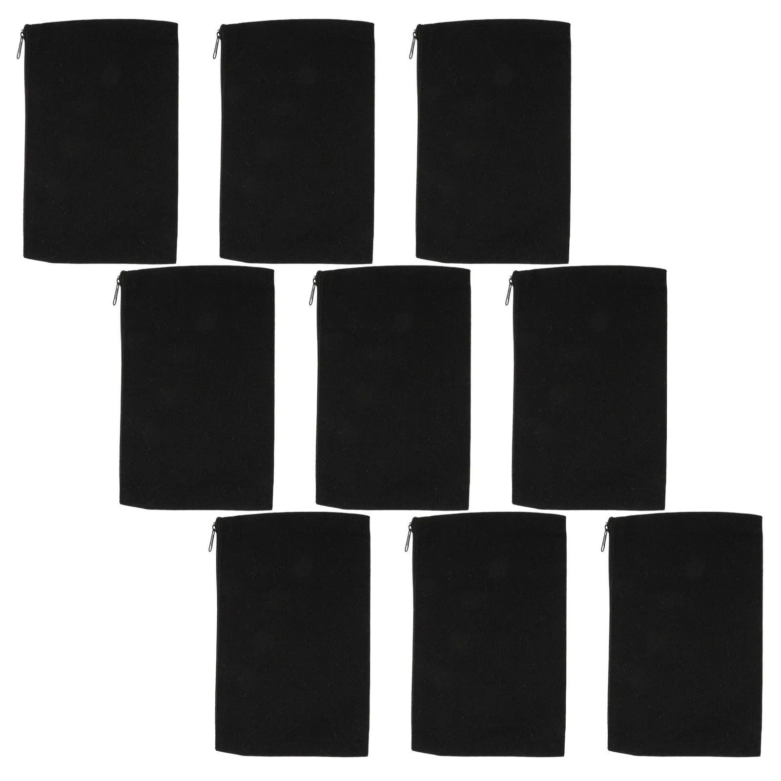 9Pcs Canvas Makeup Bags Black Blank Pouches Multipurpose Travel Zipper Pencil Case DIY Craft Storage Organizer