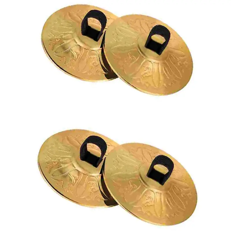 4Pcs Copper Finger Cymbals Small Finger Cymbals Belly Dancing Mini Cymbals Musical Instrument Saucers-A00E