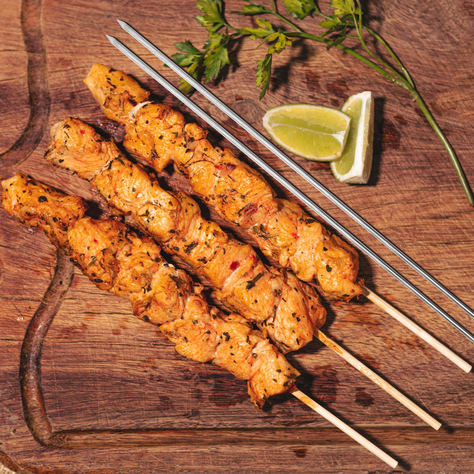 

100pcs Stainless Steel Bbq Skewers 33Cm 2Mm Silver Outdoor Barbecue Sticks For Camping Picnic Grilling Cooking Tools Kitchen Bar