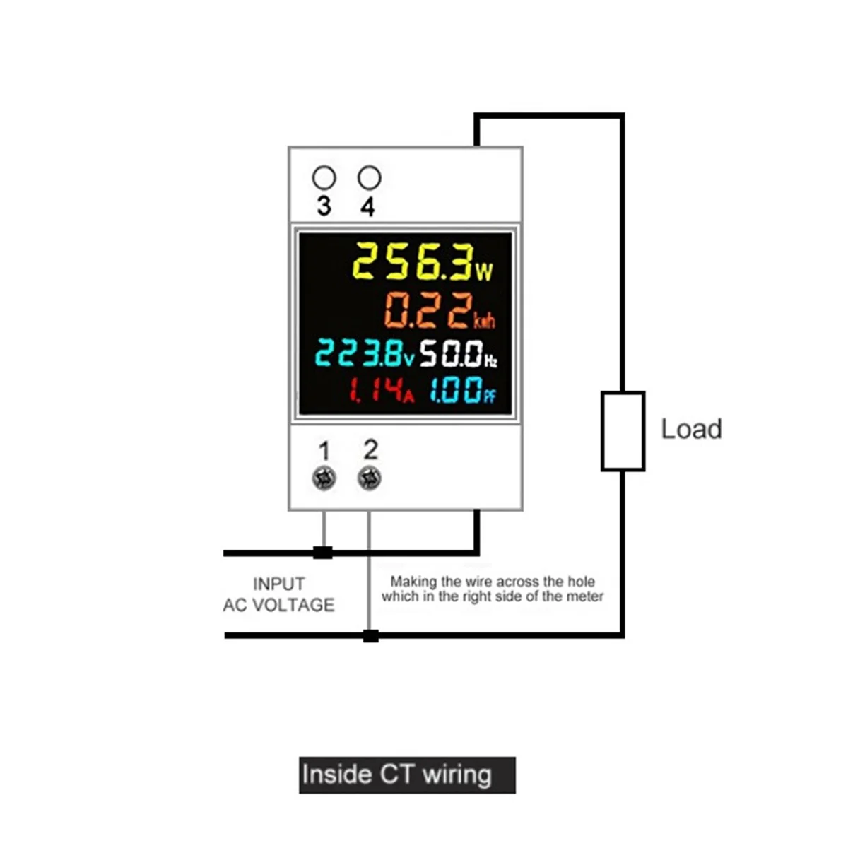 Trilho DIN Monitor AC 6in 1, 40-300V, 100A, Tensão Atual, Fator de Potência Ativo, KWH Energia Elétrica Frequency Meter, VOLT AMP