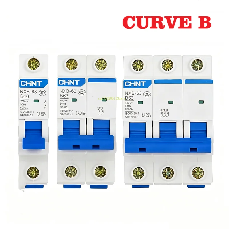 CHNT NXB-63 B Curve MCB 1P 2P 3P B16 B10 C25 B32 B50 B40 B63 B80 B100 B125Mini Circuit Breaker 6kA AC 230V 400V Cable Sleeves