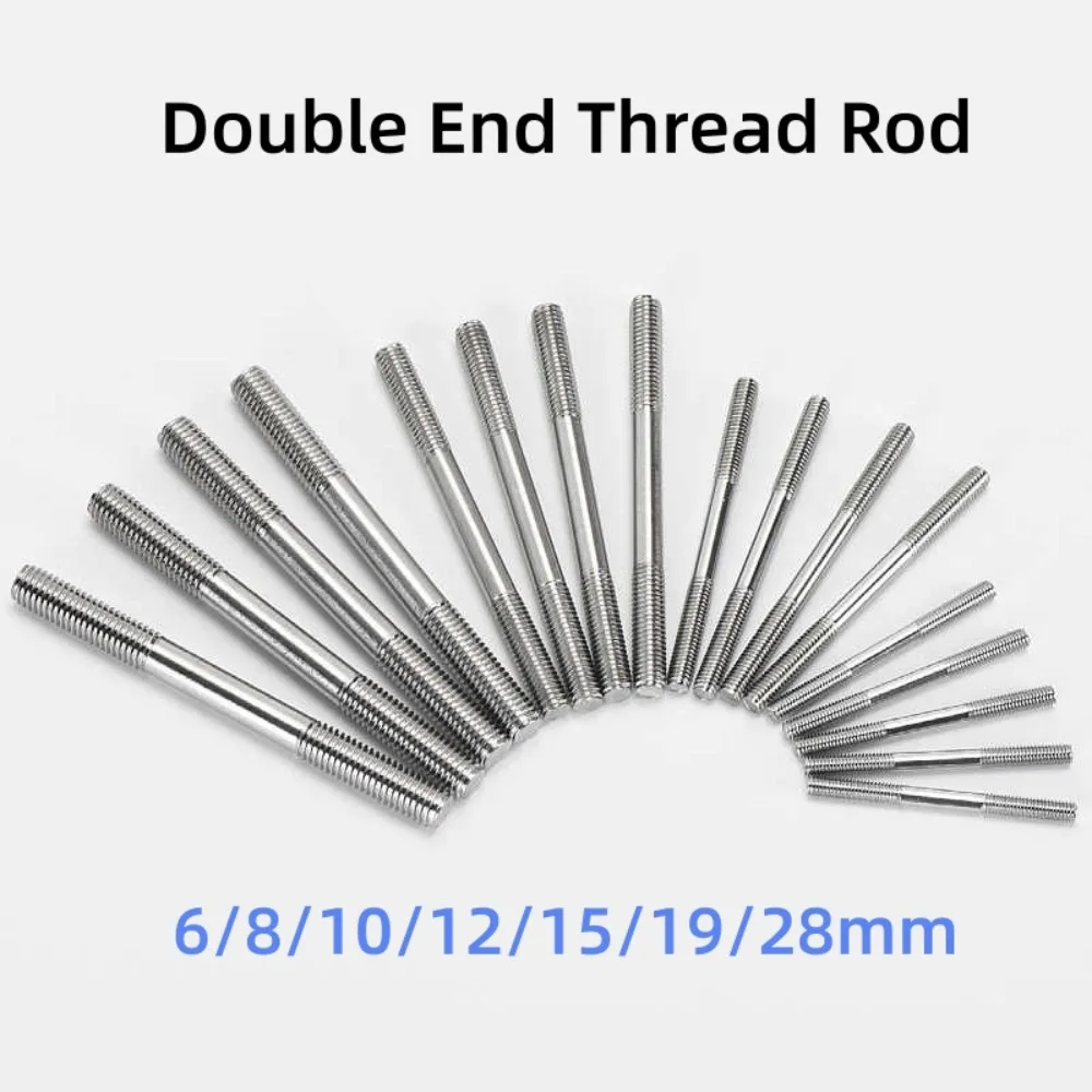 M3 M4 M5 304 Stainless Steel Double End Threaded Studs, 20-250mm GB901 Headless Dual Thread Rods, Lengthened Tooth Stick Screws
