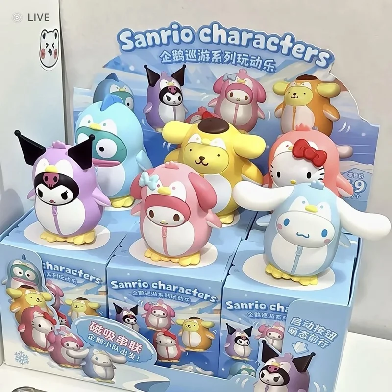 

Genuine Sanrio Family Hellokitty Kulomi Penguin Parade Blind Box Toys Anime Melody Cinnamoroll Pompompurin Model Surprise Gifts