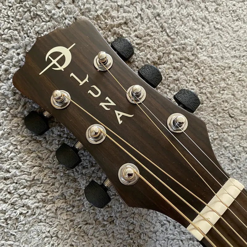 

i279 Оригинальная акустическая гитара LUNA Tattoo 41', весь корпус из красного дерева, резной дизайн, 20 ладов, с повреждениями поверхности, работает хорошо