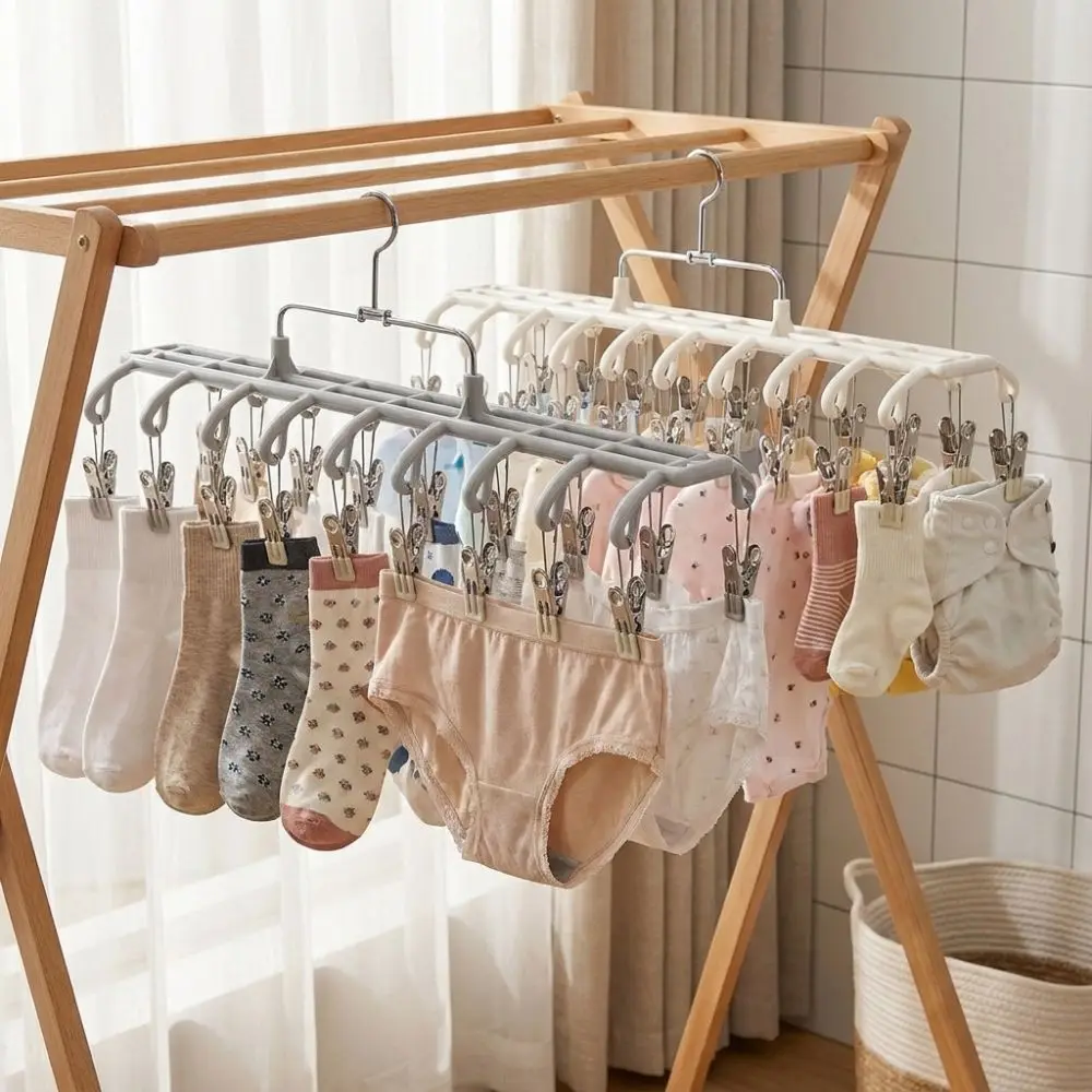 20 Clips Drying Clothes Hanger Non-marking Rustproof Trouser Hanging Hook Windproof Corrosion-Resistant Camisole Bra Clips