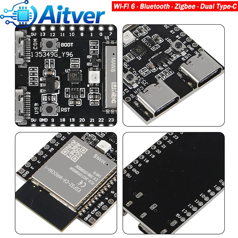 Płytka rozwojowa ESP32 C6 WiFi6 BLE5 Zigbee RISC-V 4MB 8MB 16MB Flash Kompatybilna z Arduino ESP IDF Projekty IoT — zdjęcie produktu 3