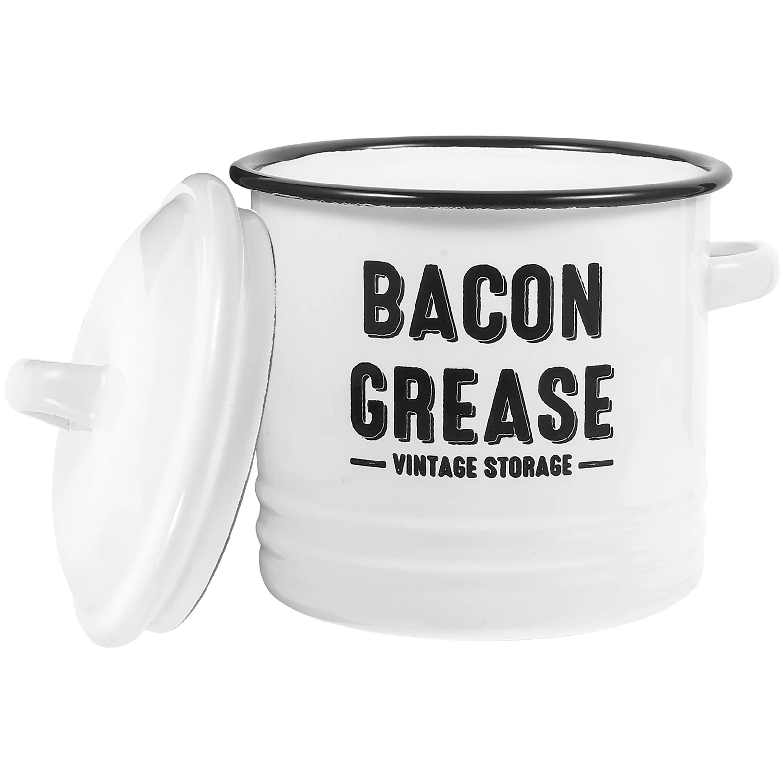 

Soup Bacon Enamel Sauce Pan With Handle Grease Container Soup Enamel Pot Sauce Pan 1200ml Nonstick Pot White