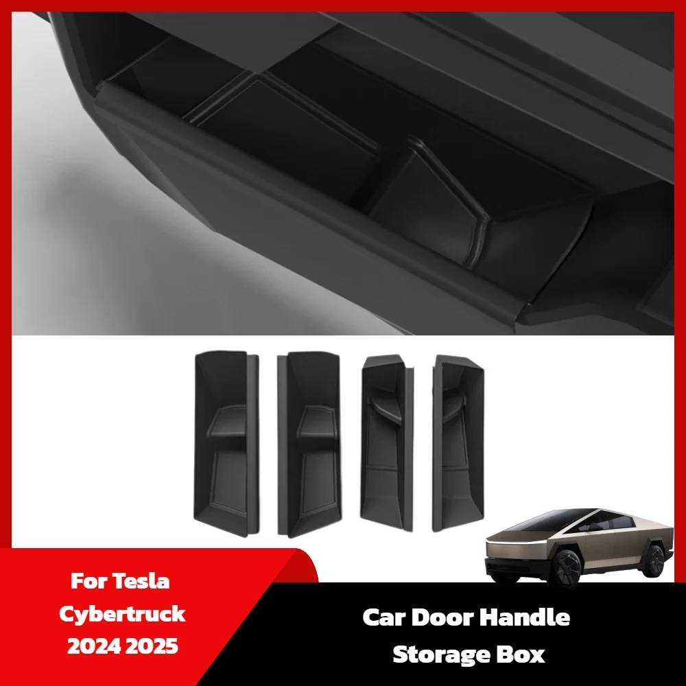 

For Tesla Cybertruck 2024 2025 Car Door Handle Storage Box Font Rear Door Side Insert Tray Organizer Interior Accessories 4 PCS