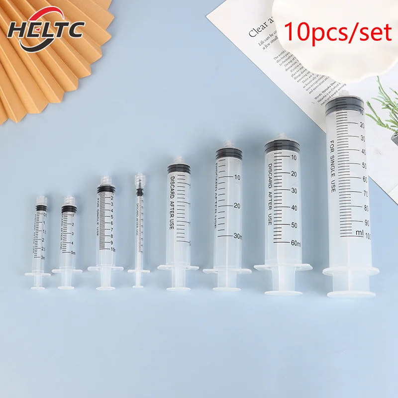 10pcs Syringes 1/2/3/5/10/20/30/5/100ml Plastic Syringe Nutrient Syringe Tools Sampler Measure Tool Parts