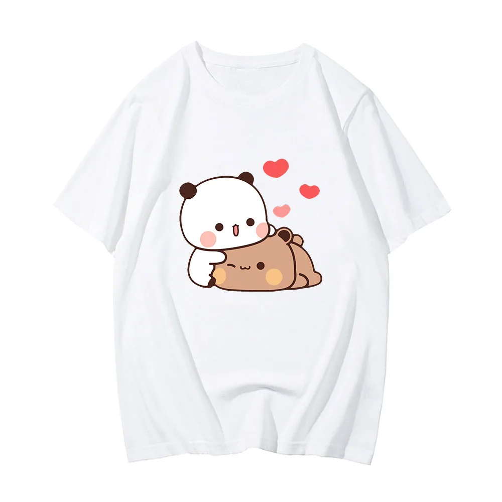 Cartoon Panda Bear Bubu and Dudu T-Shirt 100% Cotton Men/Women Tops Kawaii Printed Harajuku Ullzang Tees O-Neck Soft Male Shirts