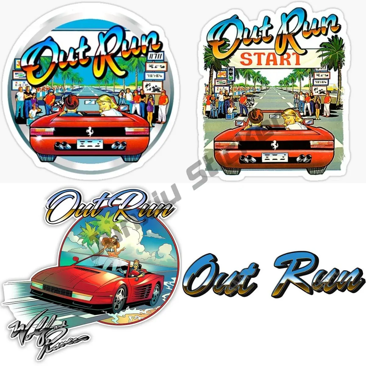 

Out Run Car Stickers Creative Arcade Game Logo Decals JDM Accessories Trunk Skateboard Waterproof DIY Racing Helmet Decal