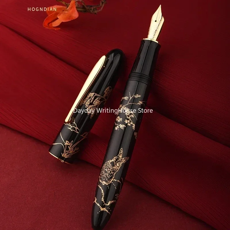 

Hongdian 4 Colors N23 Fountain Pen EF/ Long Knife Medium Nib Rabbit Year Limited Carving Business Office Writing Gift Pen