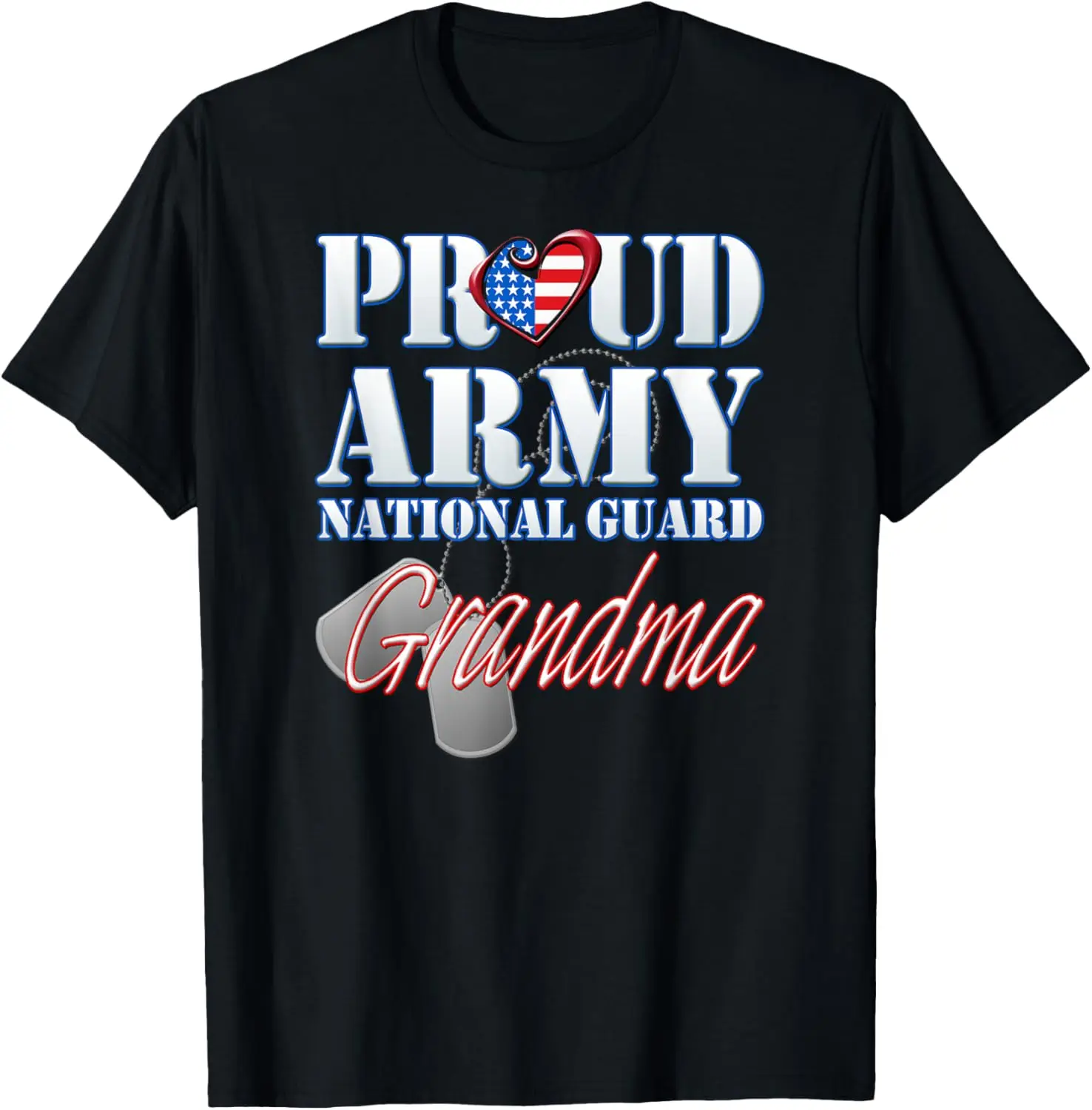 

Proud Army National Guard Grandma USA Heart Flag Shirt