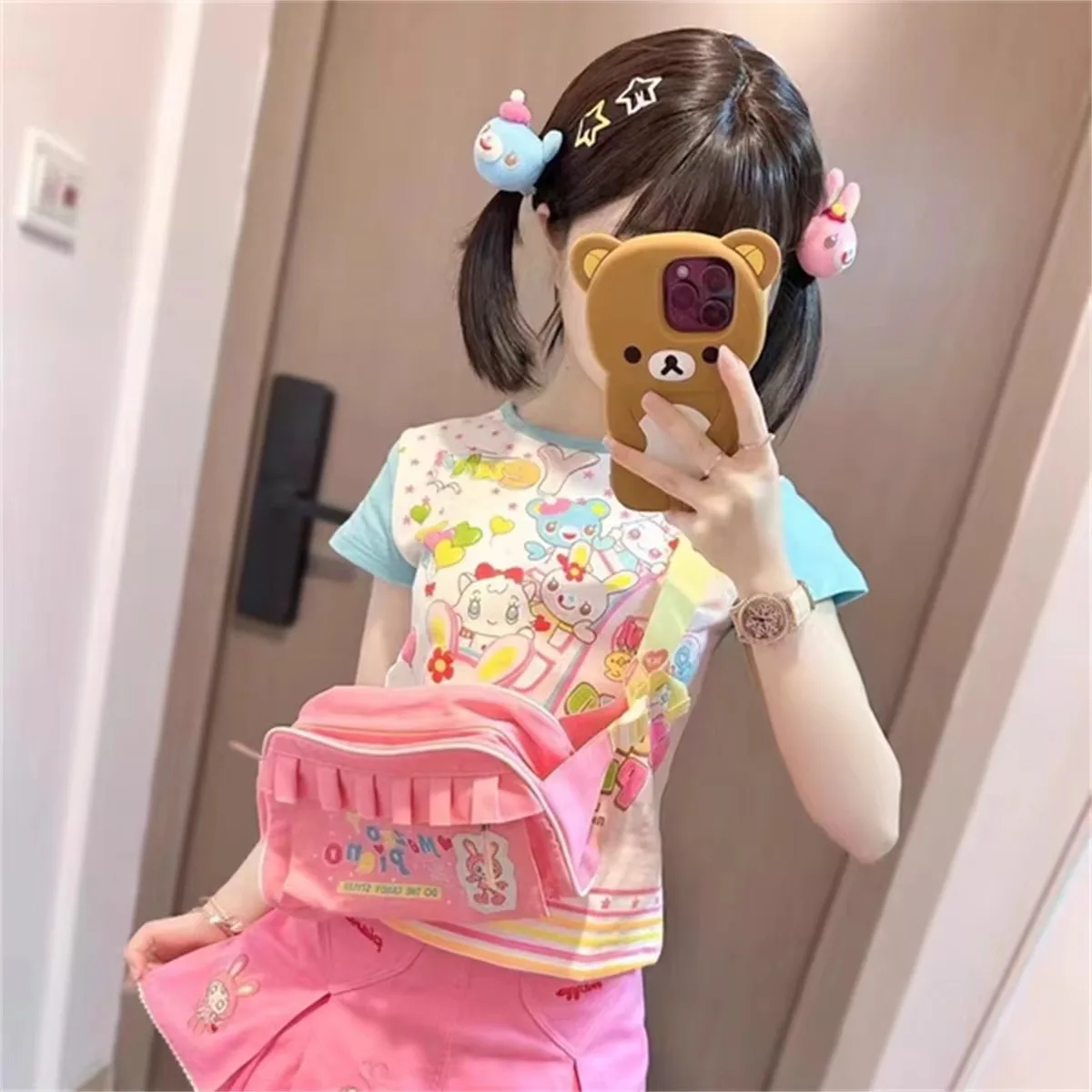 2026 Y2k Damen T-Shirts Crop Tops Damenbekleidung O-Ausschnitt Kurzarm-T-Shirts Ropa Mujer Anime-Print Mode-T-Shirt Japanisches Top – Detail 9
