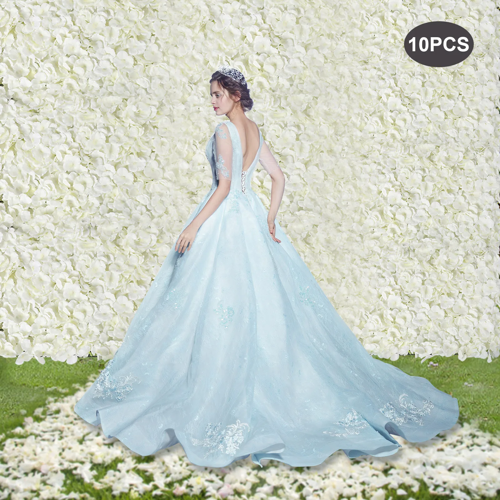 

40x60cm 10Pcs Milky White Artificial Bloom Panel Wedding Party Photo Background Wall For Xmas Home Ornament