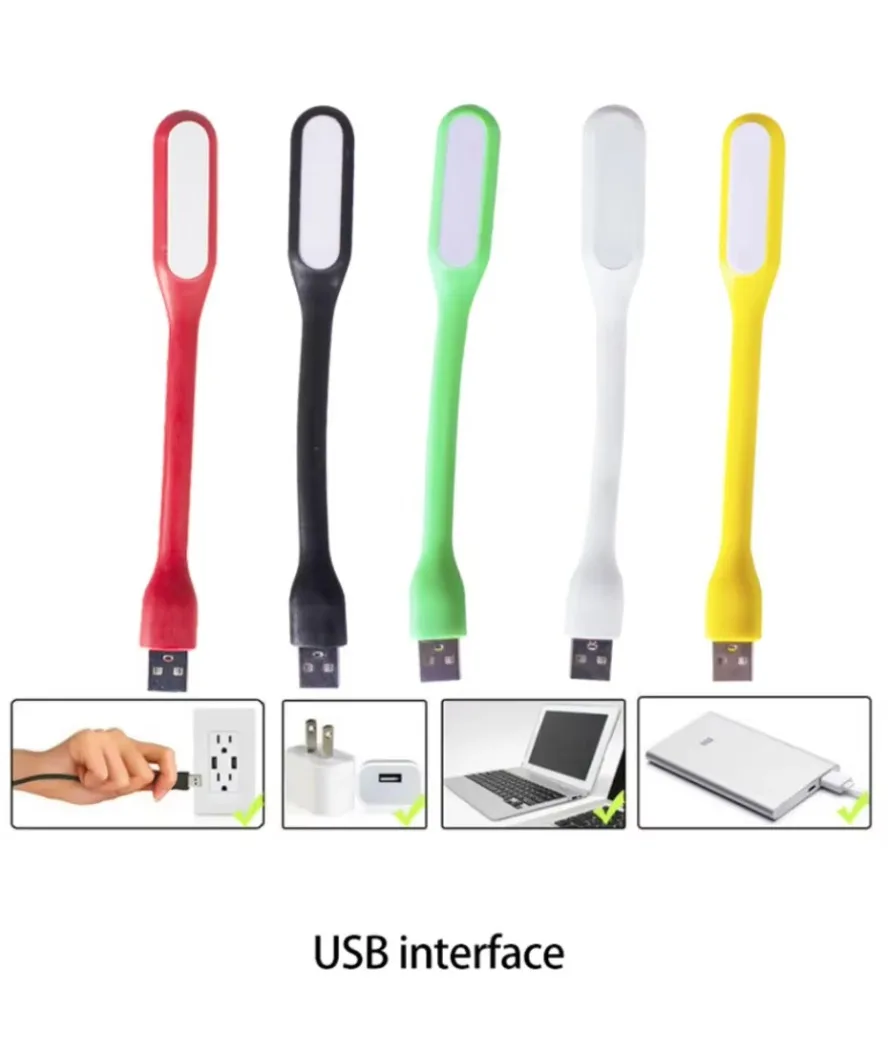 Mini Lampe de Lecture LED Pliable, USB, 5V, 10 Couleurs, Veilleuse de Camping, Lampes de Table pour Banque d'Alimentation, PC, Ordinateur Portable