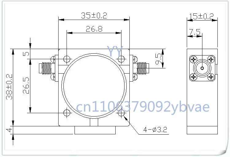 

Reflected power 20W connector SMA-KK TG3538X Series RF Microwave Coaxial Isolator S Connector Frequency 300-1850 Optional