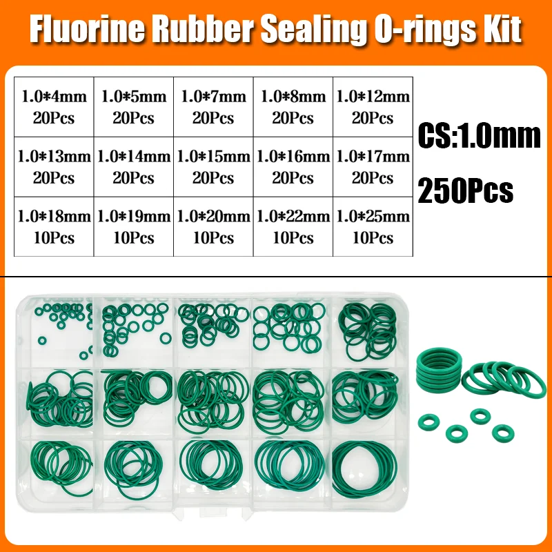 FKM O-Ring-Set, Dichtung, grüner Fluorkautschuk, O-Ring-Isolierung, korrosionsbeständig, für Wärme, Wasserhahn, Sanitär, Kfz-Dichtung – Detail 8
