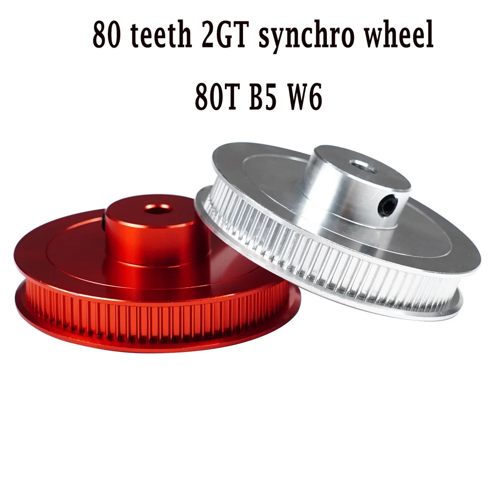 2GT 80T Pulley Synchronous Wheel 5mm Bore GT2 Timing Belt Pulley 80 Teeth Compatible with Voron 2.4 3D Printer 6mm Width Belt