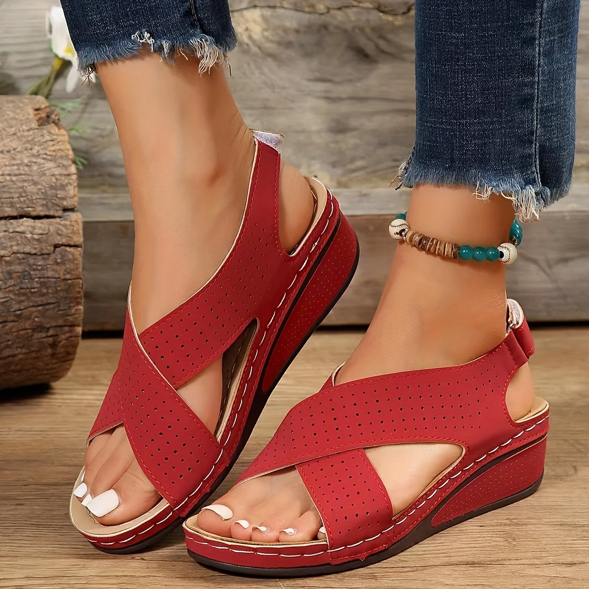 

New Women's Sandals Soft Heels Sandals Women Peep Toe Summer Shoes Lightweight Wedges Heeled Shoes Woman Footwear Summer Sandals