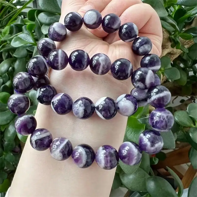 Natural Dream Amethyst Bracelet Women Reiki Healing Strand Bangles Jewelry For Female Gift 1PCS 10/12MM