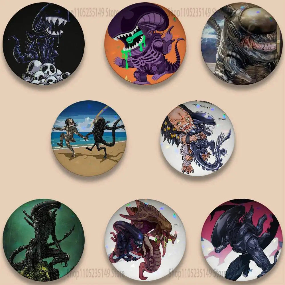 

Predator A-Alien 58mm Round Cartoon Brooches Badge for Backpack Accessories Hat Decoration HD Print Handmade Gifts