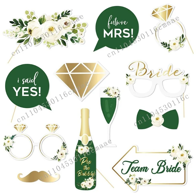 Bride-to-be Green Bronzing Diamond Wedding Party 12-piece Photo Props