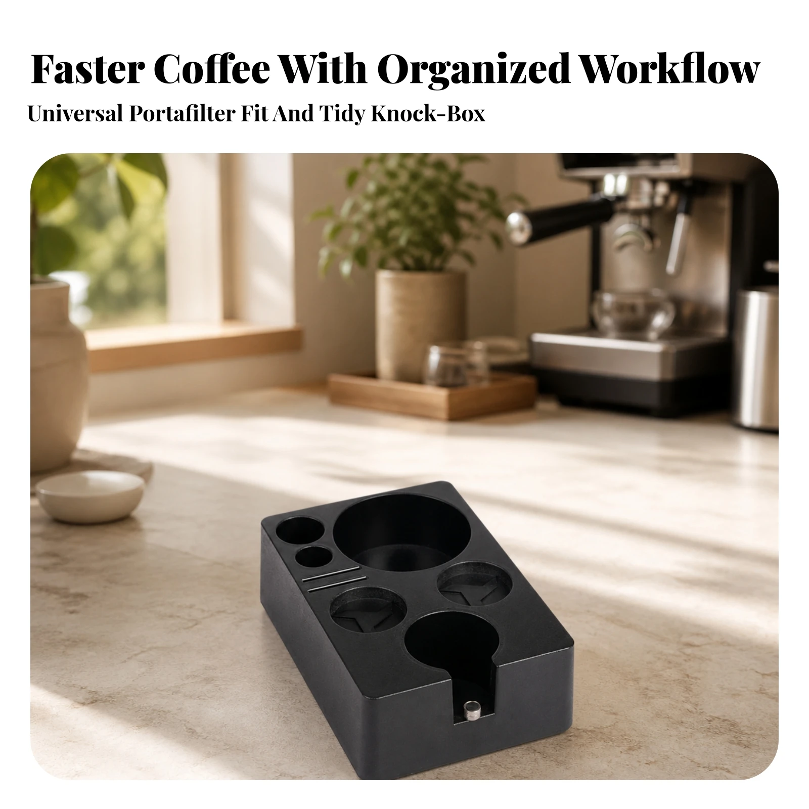 Espresso Tamping Station Allintegrated Tamping Stand with Adjustment Knob Coffee Tool Holder Compact for Baristas, Home Kitchens
