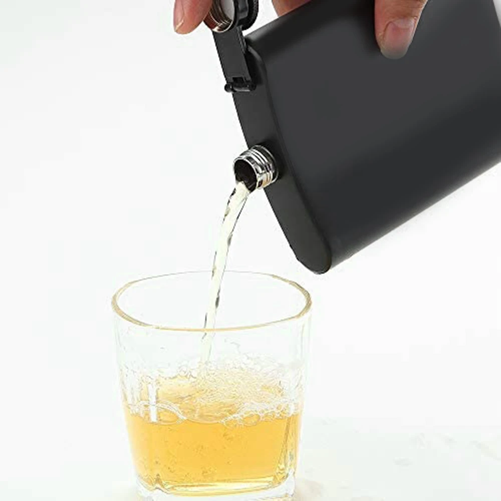 Hip Flask for Liquor Matte Black 8 Oz Stainless Steel Leakproof with Funnel, Great Gift Idea Flask