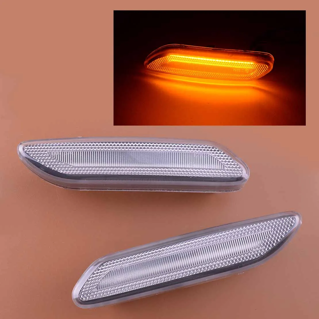 2Pcs LED Amber Side Marker Light Signal Fender Indicator Clear Lens fit for BMW Mini Cooper R60 R61 63132221503 2012-2017