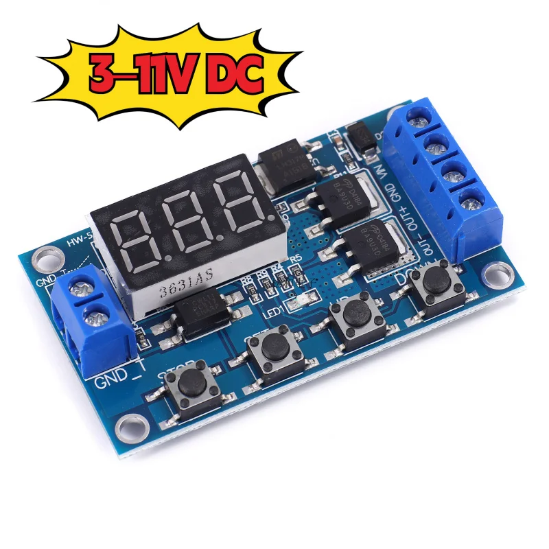 타이머 스위치 모듈 12V/24V 조정 가능한 지연 0.1초~999분 연속 트리거 루프 제어 릴레이 모듈 대체 무소음