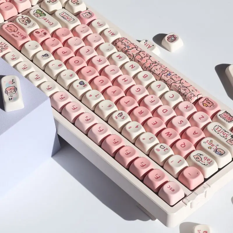 

Pig keycap moa height PBT material, suitable for mechanical keyboard keycap round cute cartoon full set