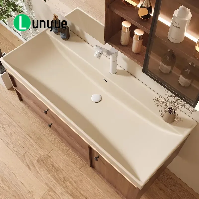 Medieval Style Bone Gilt Stone Integrated Basin Bathroom Cabinet with Toilet Hand Wash Sink Vanity Unit for Home Decor