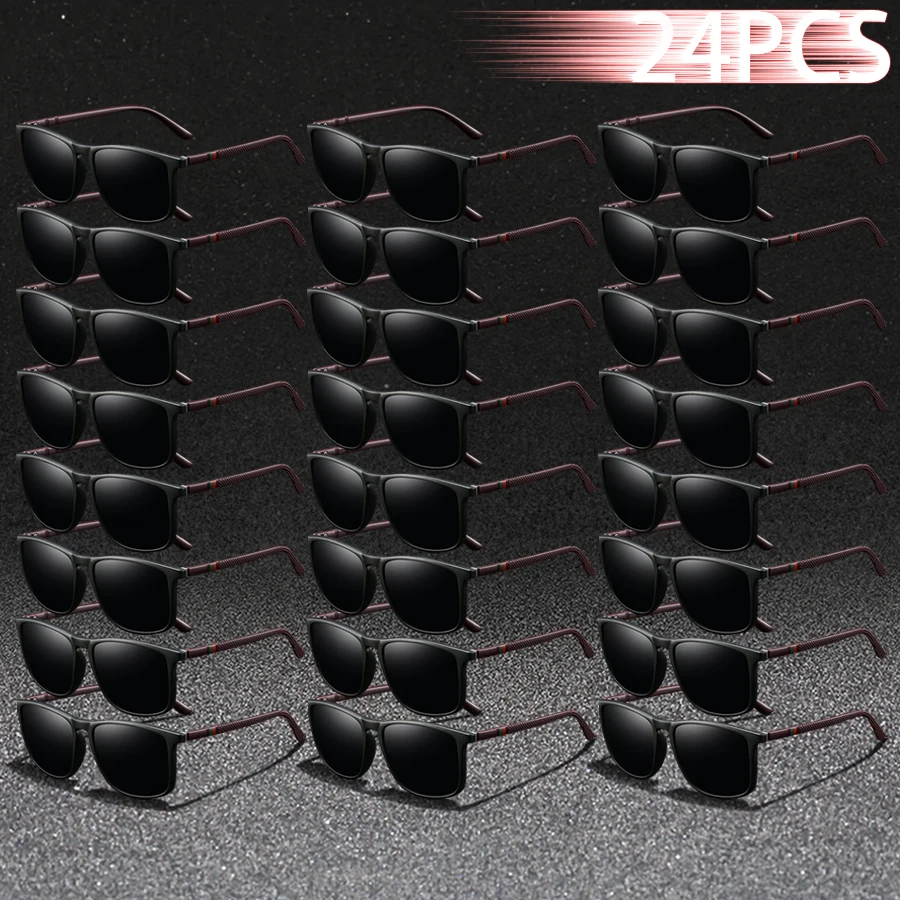 24PCS Fashion square UV400 Sunglasses Men Women Driving Fishing Hiking Colorful Trendy Lightweight Outdoor Goggles