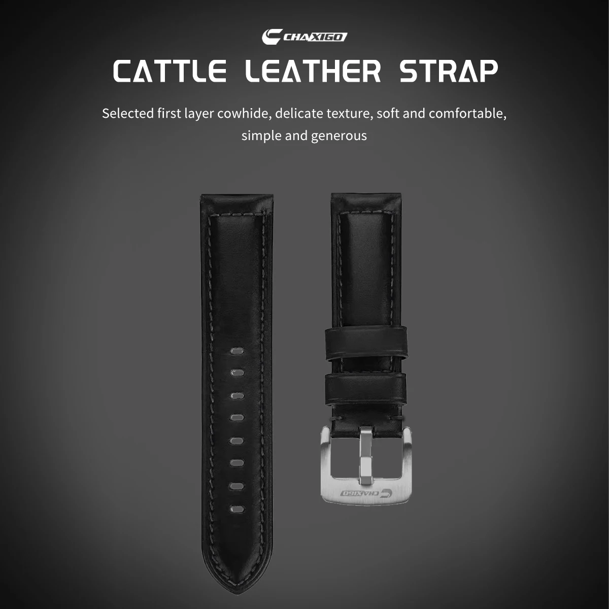 ساعة CHAXIGO للرجال بحزام جلدي للأعمال، وظيفة تقويم كاملة، مقاومة للماء حتى 30 مترًا، علامات مضيئة، تصميم خفيف الوزن