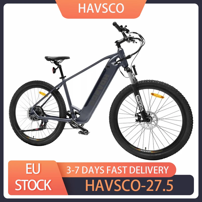 HAVSCO 27.5 Electric Bike 250W Motor 36V 12.5Ah Battery 27.5 inch Tires 25km/h Max Speed 96km Range Torque Sensors Disc Brake