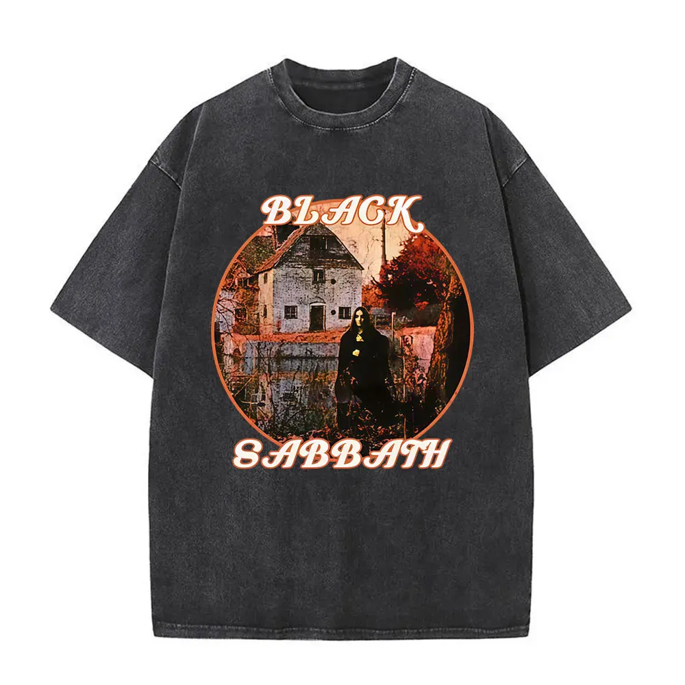 Washed Vintage Black Sabbath Ozzy Osbourne Back To The Beginning 2025 T-shirts Men 90s Heavy Metal Rock Band Oversized T Shirts