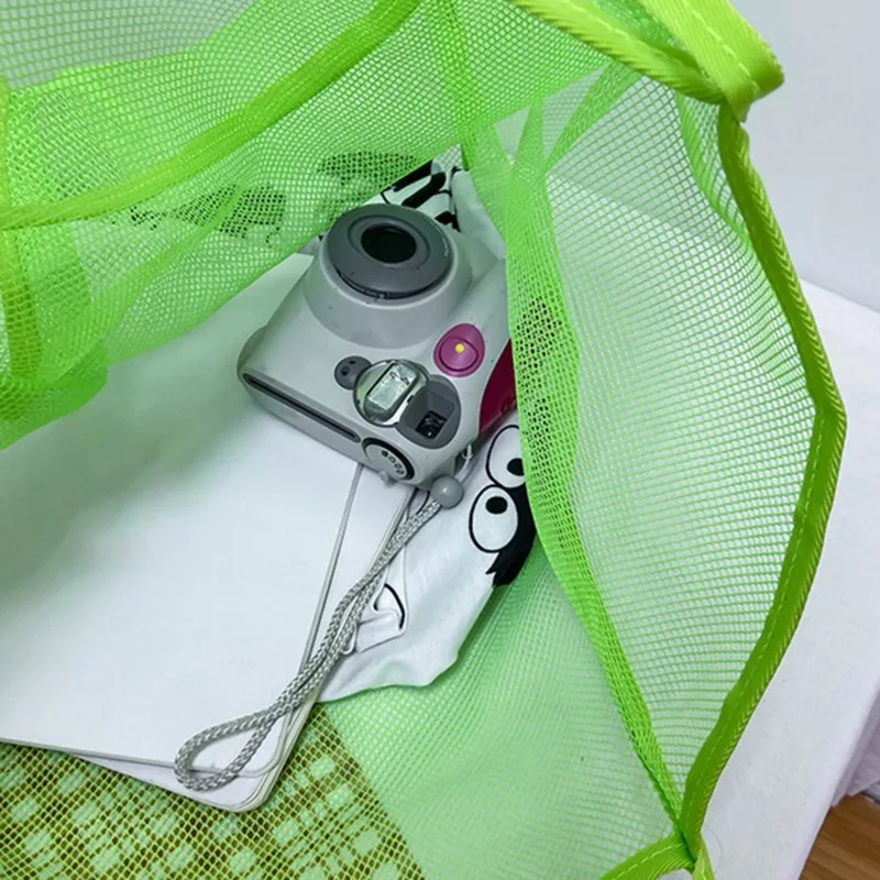 Bolso de mano de malla transparente para mujer, bolsa de bobinadora, ligera, portátil, para Compras, Viajes, Playa