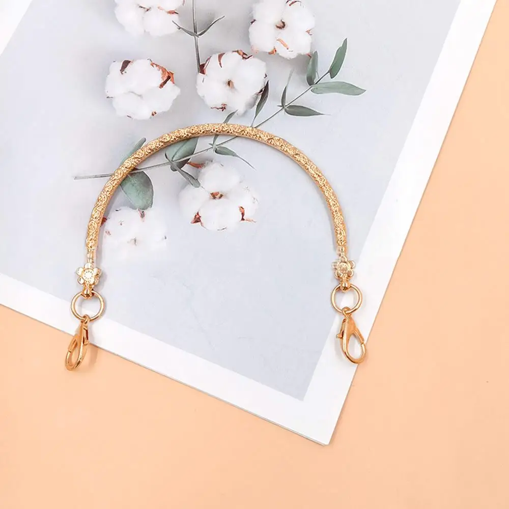 مقبض منقوشة محفظة حقيبة مقبض الذهب استبدال محفظة معدنية مقبض الحديد نصف دائرة محفظة مقابض الإطار نصف جولة مع الأزهار #4