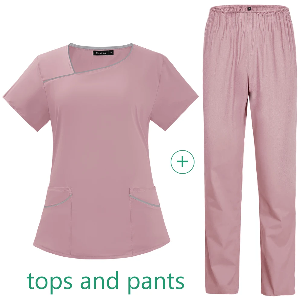 Uniformes médicos finos para Hospital, traje de trabajo para enfermera, odontología, sala de operaciones, Spa de aseo de mascotas, conjunto de laboratorio de Color sólido de verano