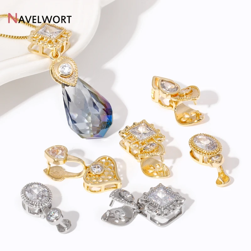 Зажим для подвесок из латуни с цирконием, зажим для подвесок, 14 К позолоченный кубический цирконий, зажим для подвесок, зажим для изготовления ювелирных изделий, 2/4 шт. Зажим для подвесок из латуни с цирконием, зажим для подвесок, 14 К позолоченный кубический цирконий, зажим для подвесок, зажим для изготовления ювелирных изделий, 2/4 шт.