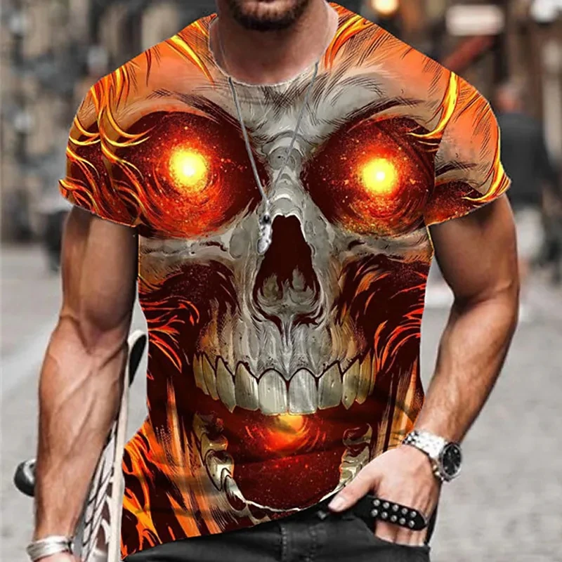 Summer Vintage Skull 3d Printed Graphic T Shirt For Men  Oversized Short Sleeve Tee Shirt Men Death Clothing Camiseta Tops