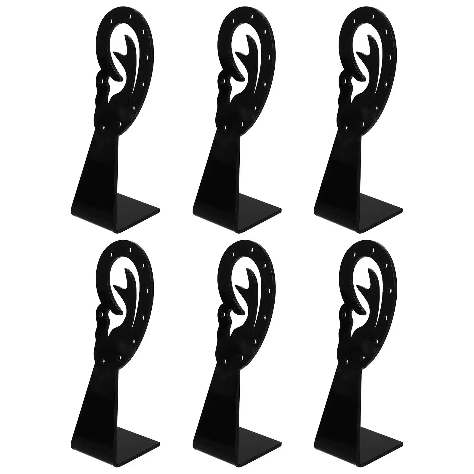 6Pcs Ear Shape Earring Display Stand Jewelry Holder Organizer for Retail Display Desktop Earrings Stand Stable Flat Base Elegant