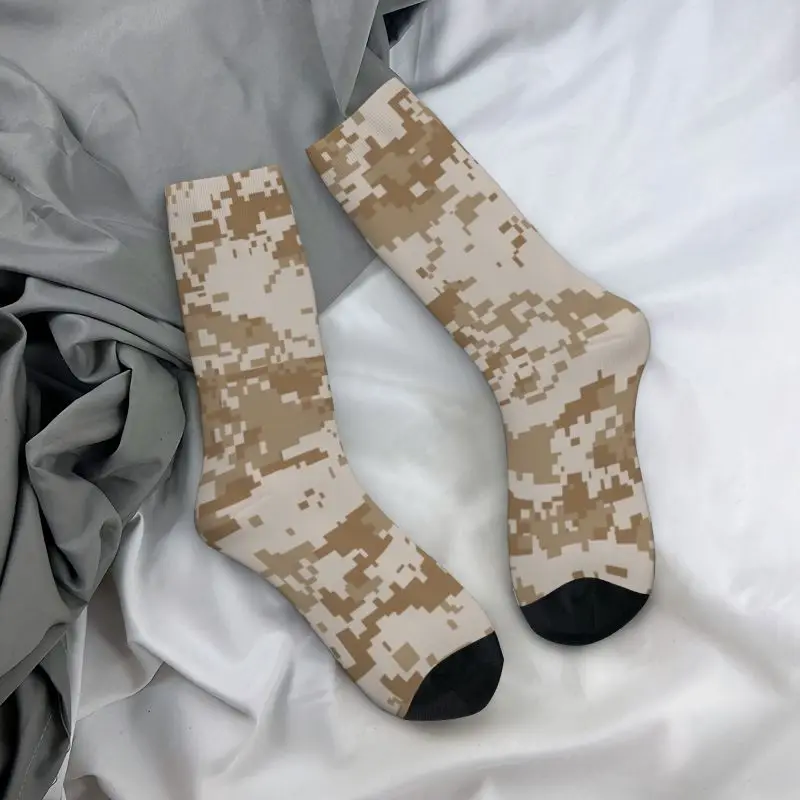 Fashion Mens Digital Desert Camo Dress Socks Unisex Comfortable Warm 3D Print Military Army Camouflage Crew Socks