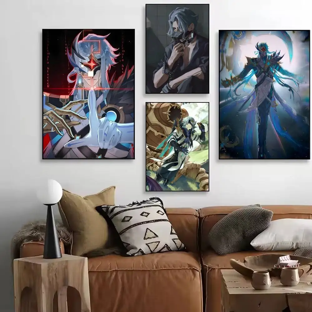 Anime Game Genshin Impact Dottore Posters High Quality Self-adhesive Wall Art Decorations Color Prints Sticky