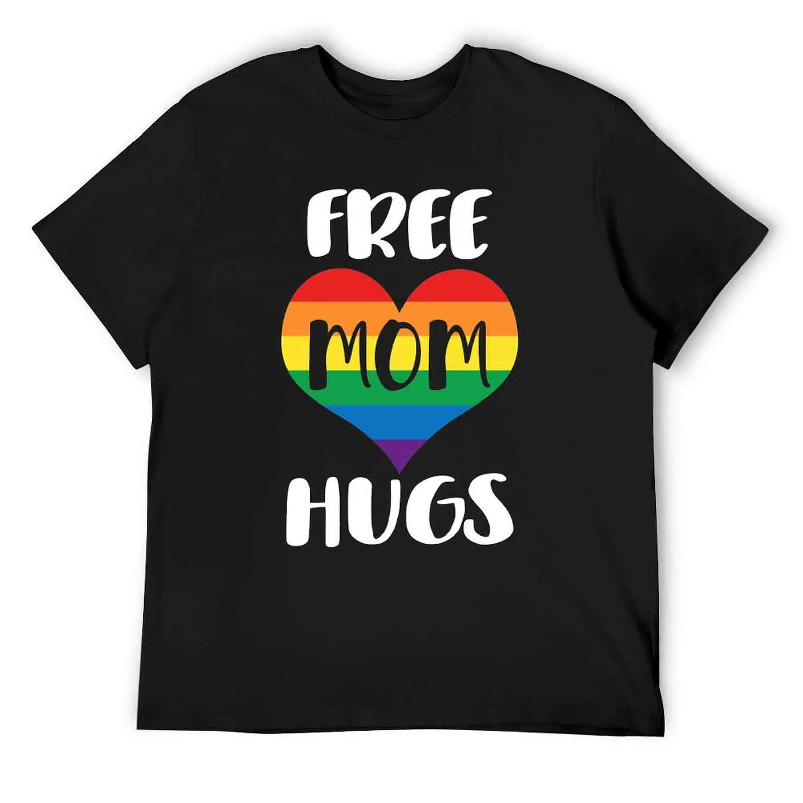 Free Mom Hugs - White Text T-Shirt graphic t shirts graphic tee shirt anime stuff cotton graphic tees designer t shirt men