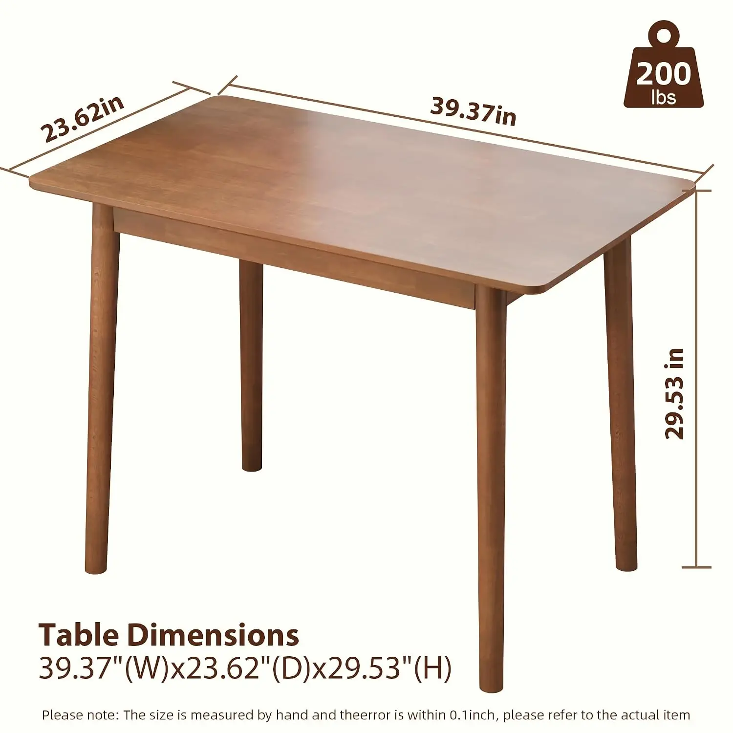 Simple Solid Wood Desk 39 Inch Minimalist Computer Writing Table Home Office Study Gaming Workstation Walnut, Customized