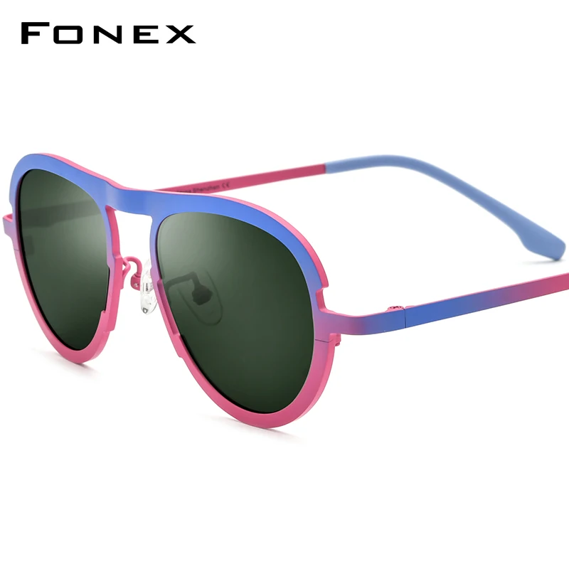 

FONEX Pure Titanium Polarized Sunglasses Men Classic Aviation Sun Glasses High Quality Pilot Male UV400 Shades F85800T