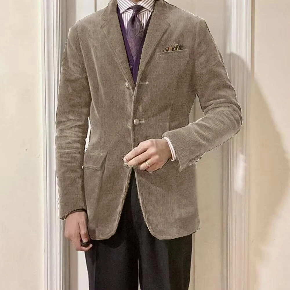 Giacca da uomo in velluto a coste autunno inverno blazer casual elegante britannico italiano tasca con bottoni cappotto formale confortevole 2026 nuovo stile