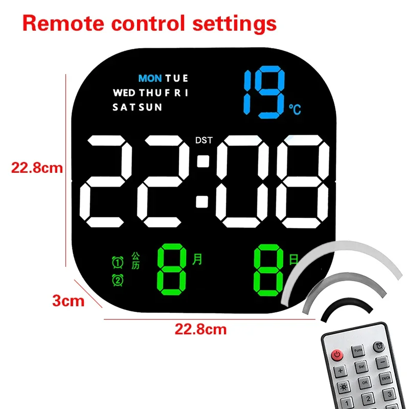 LED Digital Countdown Wall Clock Large Screen Temperature Date Day Display Timing Electronic Clock Dining Room Decor with Remote